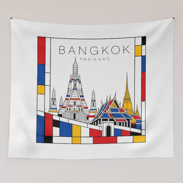 Item preview, Bangkok Mondrian style poster 3D designed and sold by CMYKStudio.