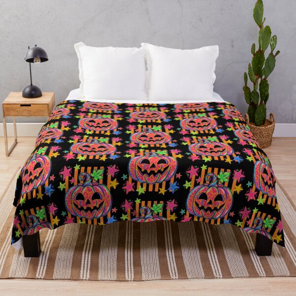 Item preview, Neon Stripe Halloween Jack O Lantern with Stars designed and sold by WigOutlet.