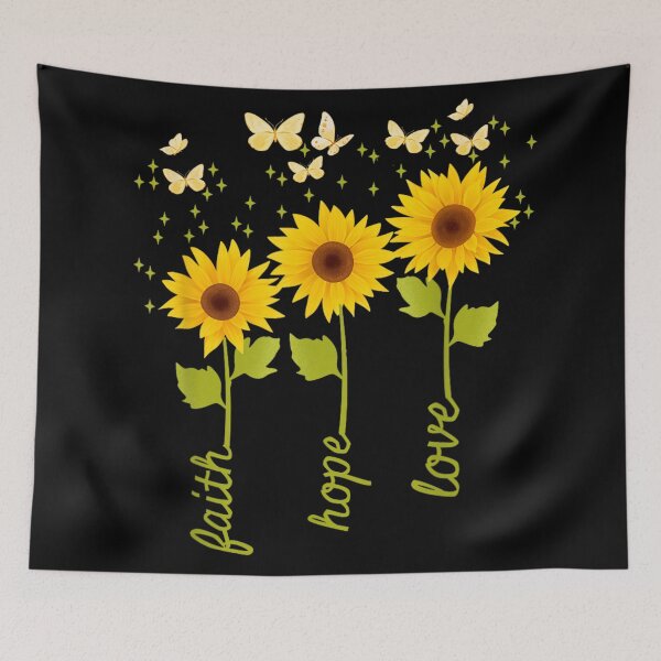 Item preview, Faith Hope Love Sunflower Butterfly Christian Inspirational Floral Art Quote Gift designed and sold by PhocoNibict.