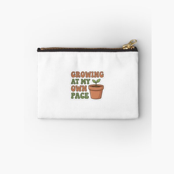 Item preview, "Growing At My Own Pace" – Aesthetic terracotta pot with a tiny sprout retro typography. designed and sold by littleearty.