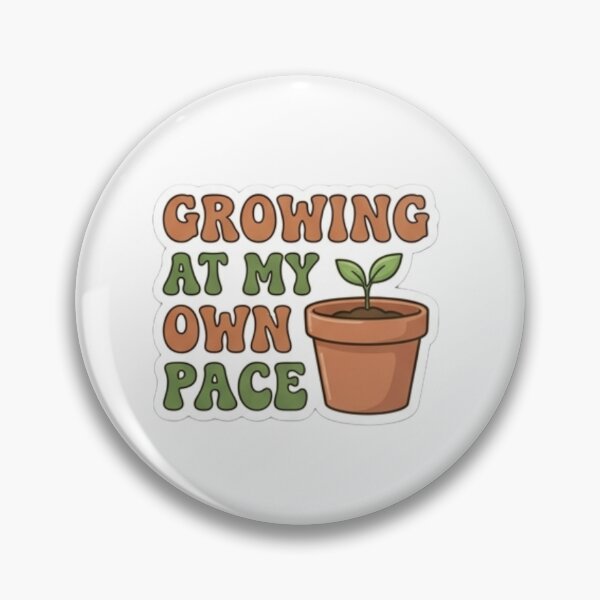 Item preview, "Growing At My Own Pace" – Aesthetic terracotta pot with a tiny sprout retro typography. designed and sold by littleearty.