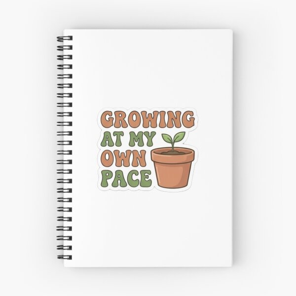 Item preview, "Growing At My Own Pace" – Aesthetic terracotta pot with a tiny sprout retro typography. designed and sold by littleearty.