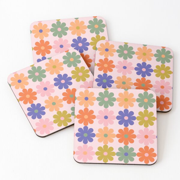 Item preview, Retro Daisy Flower Power Pattern in Purple Orange Pink and Olive designed and sold by Ema Tudose.