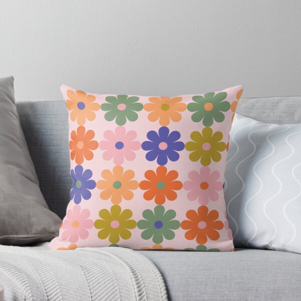 Item preview, Retro Daisy Flower Power Pattern in Purple Orange Pink and Olive designed and sold by Ema Tudose.