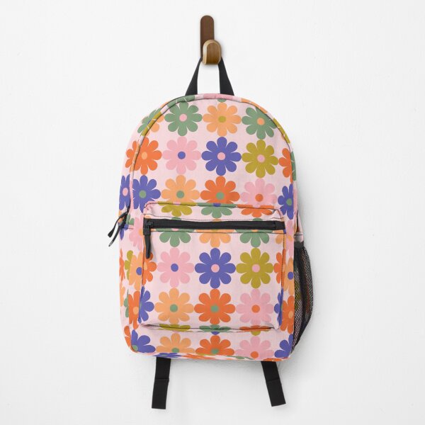 Item preview, Retro Daisy Flower Power Pattern in Purple Orange Pink and Olive designed and sold by Ema Tudose.