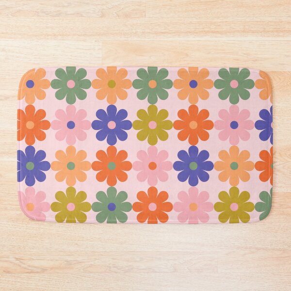 Item preview, Retro Daisy Flower Power Pattern in Purple Orange Pink and Olive designed and sold by Ema Tudose.