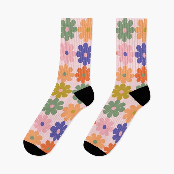 Item preview, Retro Daisy Flower Power Pattern in Purple Orange Pink and Olive designed and sold by Ema Tudose.