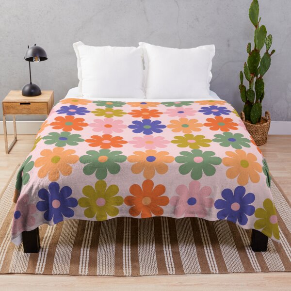 Item preview, Retro Daisy Flower Power Pattern in Purple Orange Pink and Olive designed and sold by Ema Tudose.