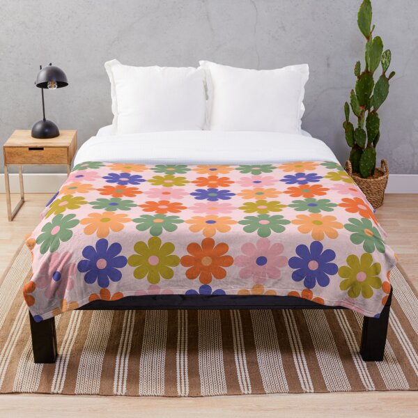 Item preview, Retro Daisy Flower Power Pattern in Purple Orange Pink and Olive designed and sold by Ema Tudose.