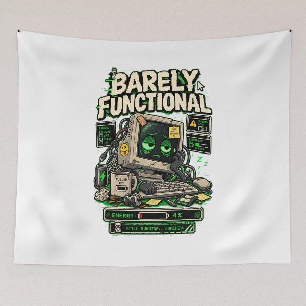 Item preview, Barely Functional – Retro Pixel Computer Humor designed and sold by Mad Factory Designs.