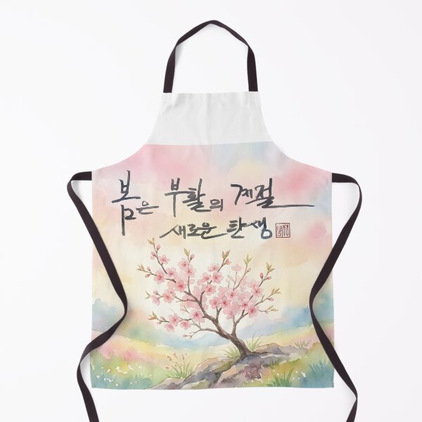 Aperçu de l'œuvre Spring Calligraphy and Blooming Tree Watercolor Illustration créée et vendue par K-Brush.