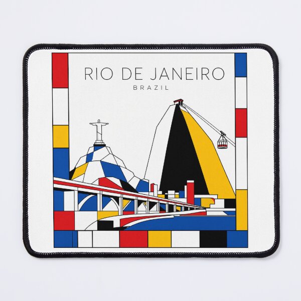 Item preview, Rio de Janeiro Mondrian style poster 3D designed and sold by CMYKStudio.