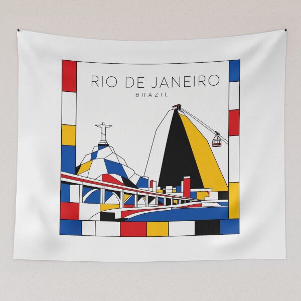 Item preview, Rio de Janeiro Mondrian style poster 3D designed and sold by CMYKStudio.