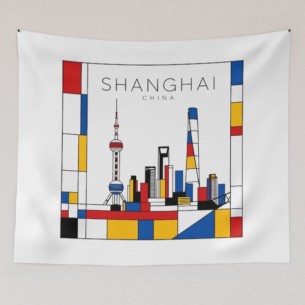 Item preview, Shangai Mondrian style poster 3D designed and sold by CMYKStudio.