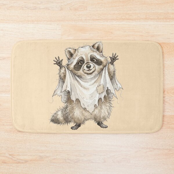 Item preview, Funny Sheet Ghost Raccoon Saying Boo Halloween Watercolor designed and sold by BreezifyDesignStudio.