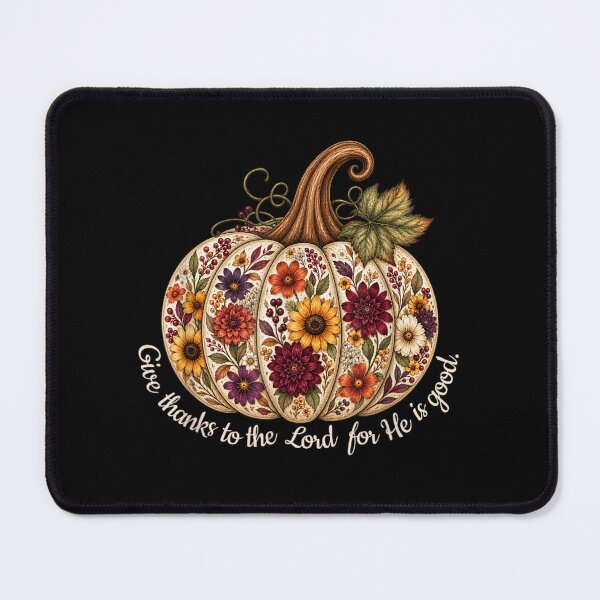 Item preview, Give Thanks To The Lord Autumn Pumpkin Floral Thanksgiving Christian Art designed and sold by ObukiLantara.