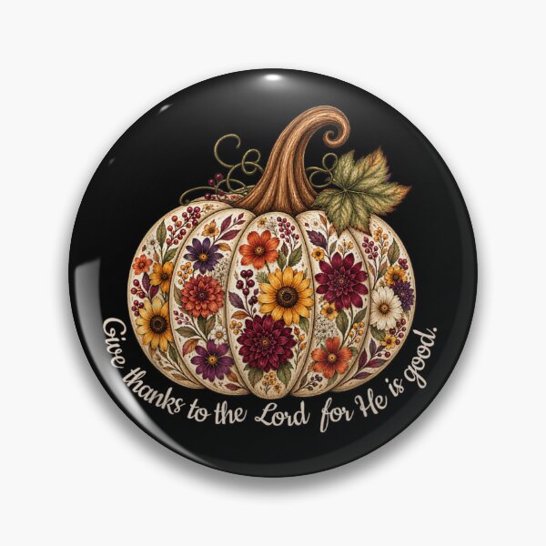 Item preview, Give Thanks To The Lord Autumn Pumpkin Floral Thanksgiving Christian Art designed and sold by ObukiLantara.