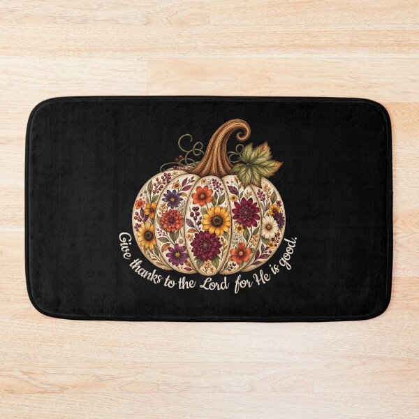 Item preview, Give Thanks To The Lord Autumn Pumpkin Floral Thanksgiving Christian Art designed and sold by ObukiLantara.
