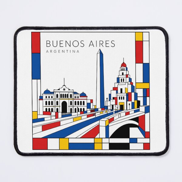 Item preview, Buenos Aires Mondrian style poster 3D designed and sold by CMYKStudio.