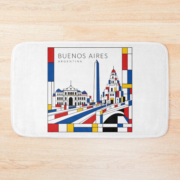 Item preview, Buenos Aires Mondrian style poster 3D designed and sold by CMYKStudio.