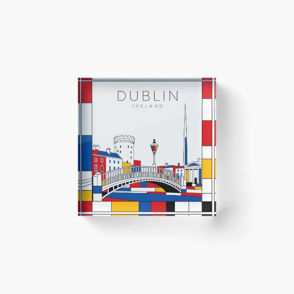 Item preview, Dublin Mondrian style poster 3D designed and sold by CMYKStudio.