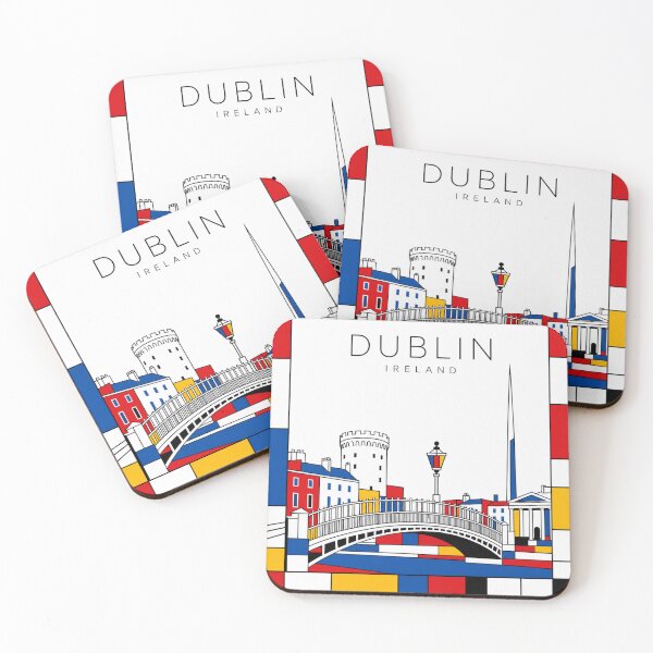 Item preview, Dublin Mondrian style poster 3D designed and sold by CMYKStudio.