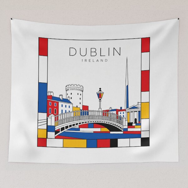 Item preview, Dublin Mondrian style poster 3D designed and sold by CMYKStudio.