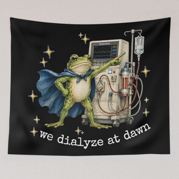 Item preview, We Dialyze At Dawn Superhero Frog Funny Medical Dialysis Nurse Gift designed and sold by ObukiLantara.