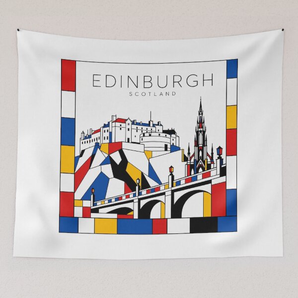 Item preview, Edinburgh Mondrian style poster 3D designed and sold by CMYKStudio.