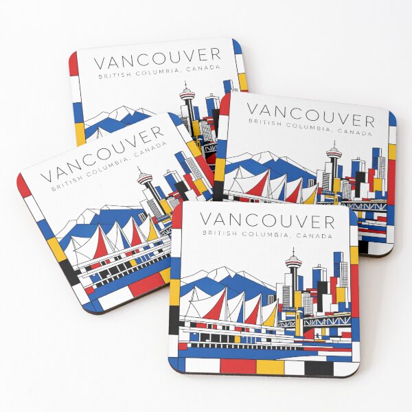 Aperçu de l'œuvre Affiche 3D de style Mondrian de Vancouver créée et vendue par CMYKStudio.