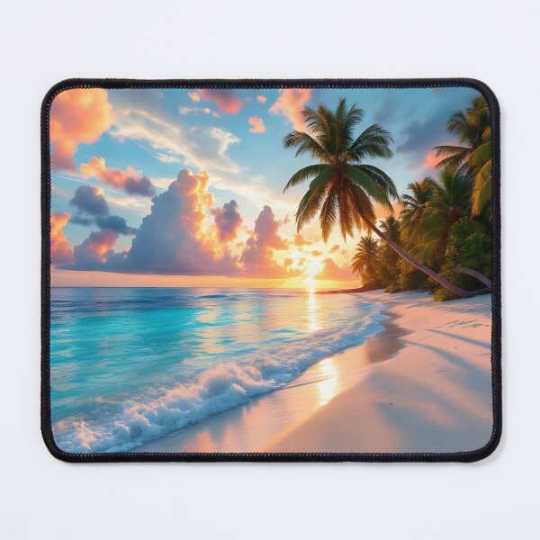 Item preview, Tropical Sunset Beach Paradise – Palm Trees, Ocean & Golden Sky designed and sold by DreamyWallVibes.