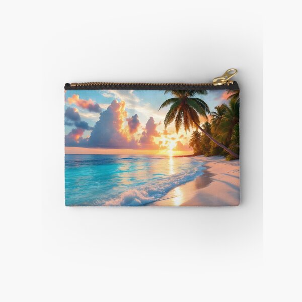 Item preview, Tropical Sunset Beach Paradise – Palm Trees, Ocean & Golden Sky designed and sold by DreamyWallVibes.