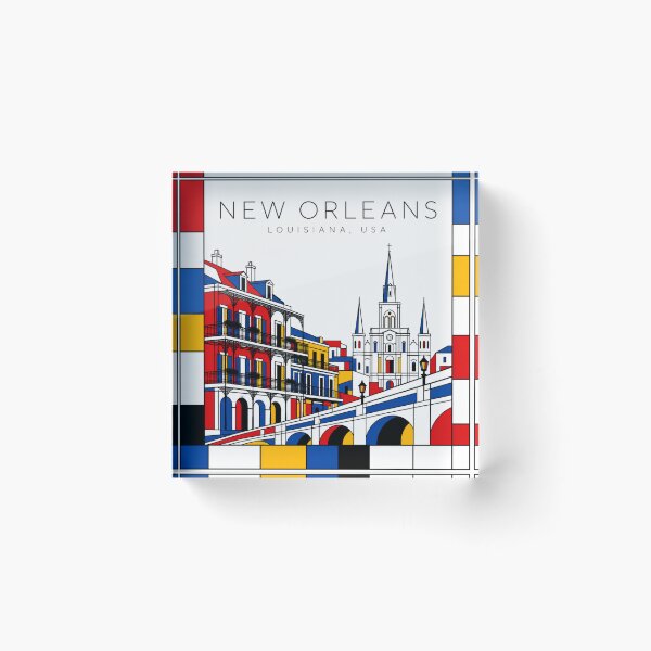Item preview, New Orleans Mondrian style poster 3D designed and sold by CMYKStudio.