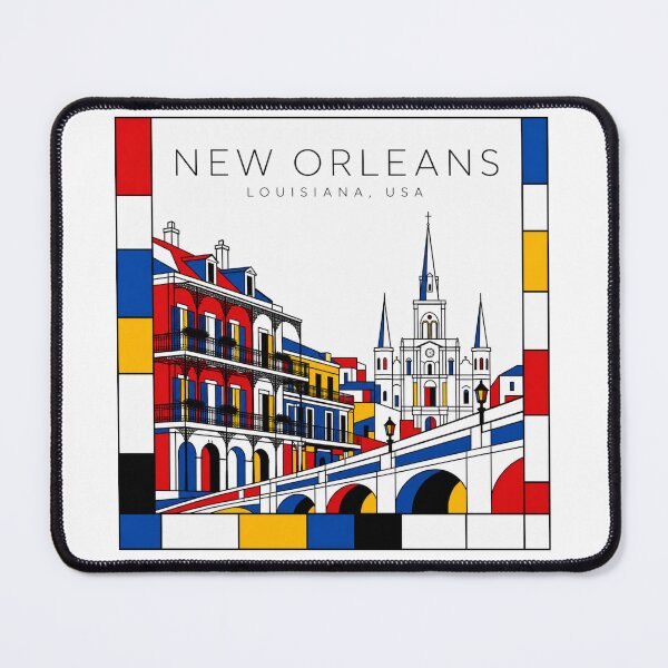 Item preview, New Orleans Mondrian style poster 3D designed and sold by CMYKStudio.