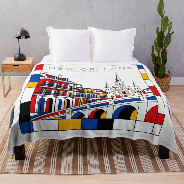 Item preview, New Orleans Mondrian style poster 3D designed and sold by CMYKStudio.