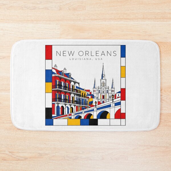 Item preview, New Orleans Mondrian style poster 3D designed and sold by CMYKStudio.
