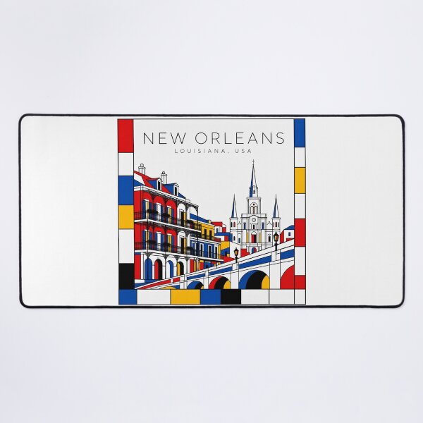 Item preview, New Orleans Mondrian style poster 3D designed and sold by CMYKStudio.