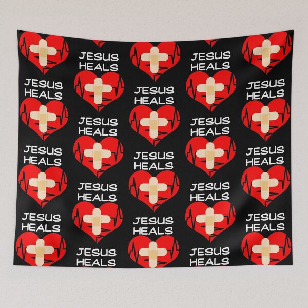Item preview, Jesus Heals Christian Cross Nurse Heart designed and sold by aox-cc-3oy.
