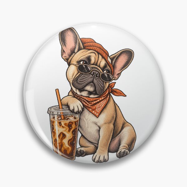 Item preview, Funny Frenchie Shirt, French Bulldog Hipster Dog Drinking Iced Coffee Sunglasses T-Shirt, Coffee Lover Gift, Dog Mom Graphic Tee designed and sold by OUICHA.