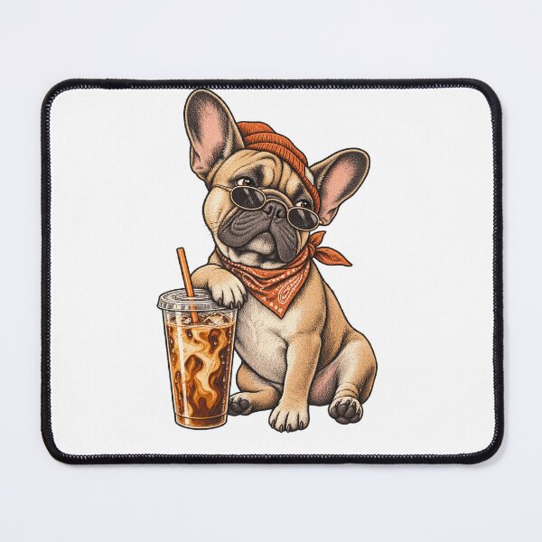 Item preview, Funny Frenchie Shirt, French Bulldog Hipster Dog Drinking Iced Coffee Sunglasses T-Shirt, Coffee Lover Gift, Dog Mom Graphic Tee designed and sold by OUICHA.