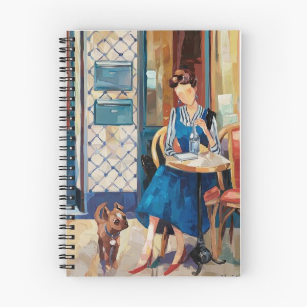 Item preview, Parisian Cafe Art Print Blue Dress Red Shoes and Dog designed and sold by CARRAANN.