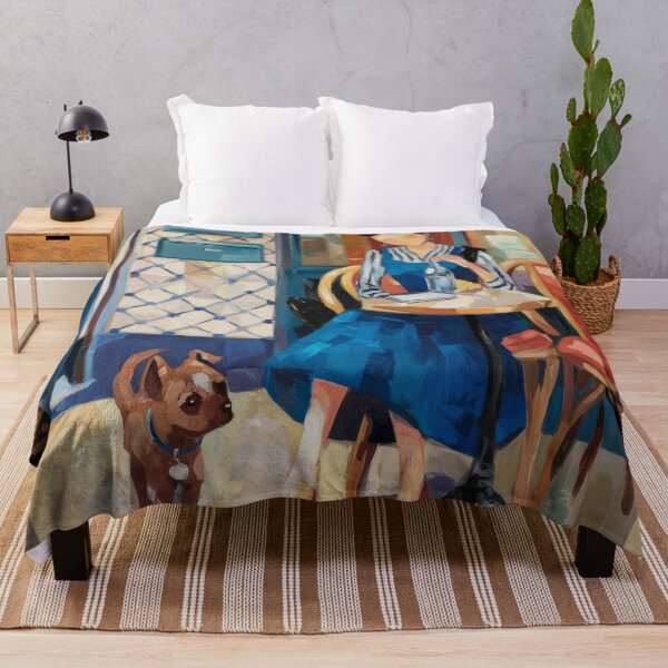 Item preview, Parisian Cafe Art Print Blue Dress Red Shoes and Dog designed and sold by CARRAANN.