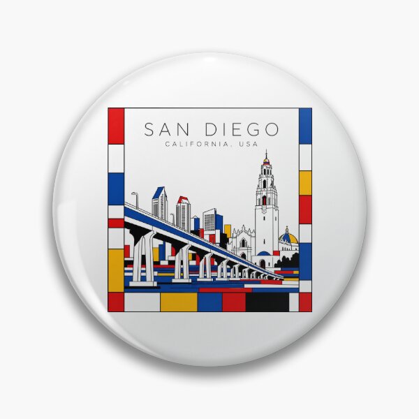 Item preview, San Diego Mondrian style poster 3D designed and sold by CMYKStudio.