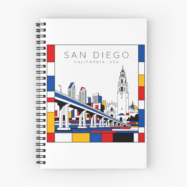 Item preview, San Diego Mondrian style poster 3D designed and sold by CMYKStudio.