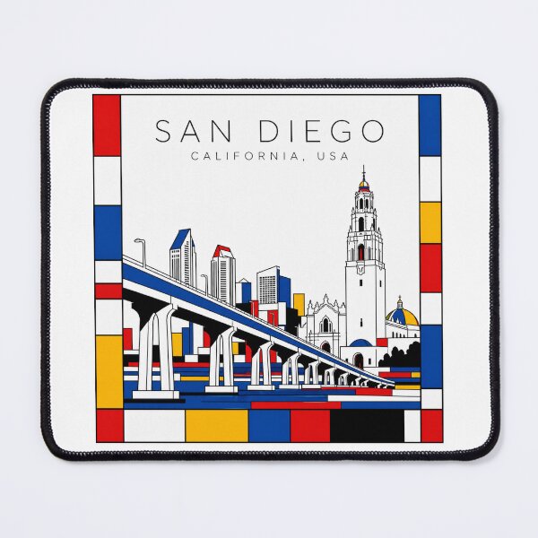 Item preview, San Diego Mondrian style poster 3D designed and sold by CMYKStudio.