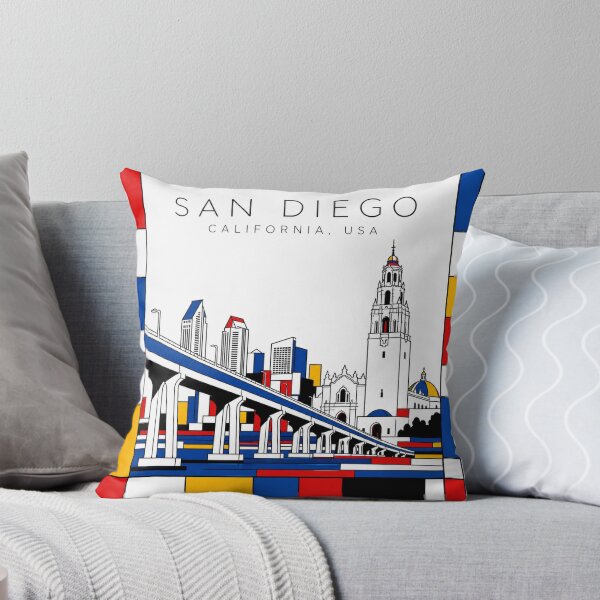 Item preview, San Diego Mondrian style poster 3D designed and sold by CMYKStudio.