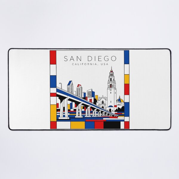 Item preview, San Diego Mondrian style poster 3D designed and sold by CMYKStudio.
