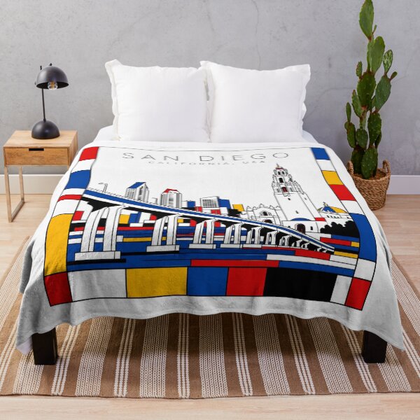Item preview, San Diego Mondrian style poster 3D designed and sold by CMYKStudio.