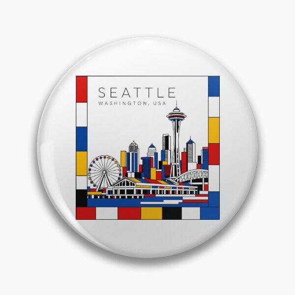 Item preview, Seattle Mondrian style poster 3D designed and sold by CMYKStudio.