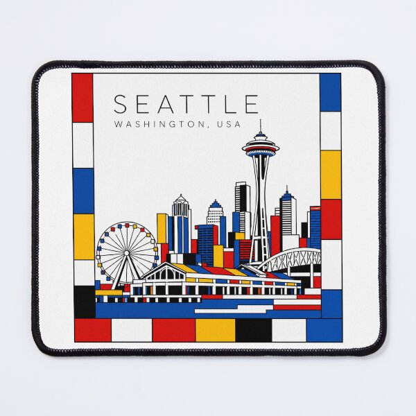 Item preview, Seattle Mondrian style poster 3D designed and sold by CMYKStudio.